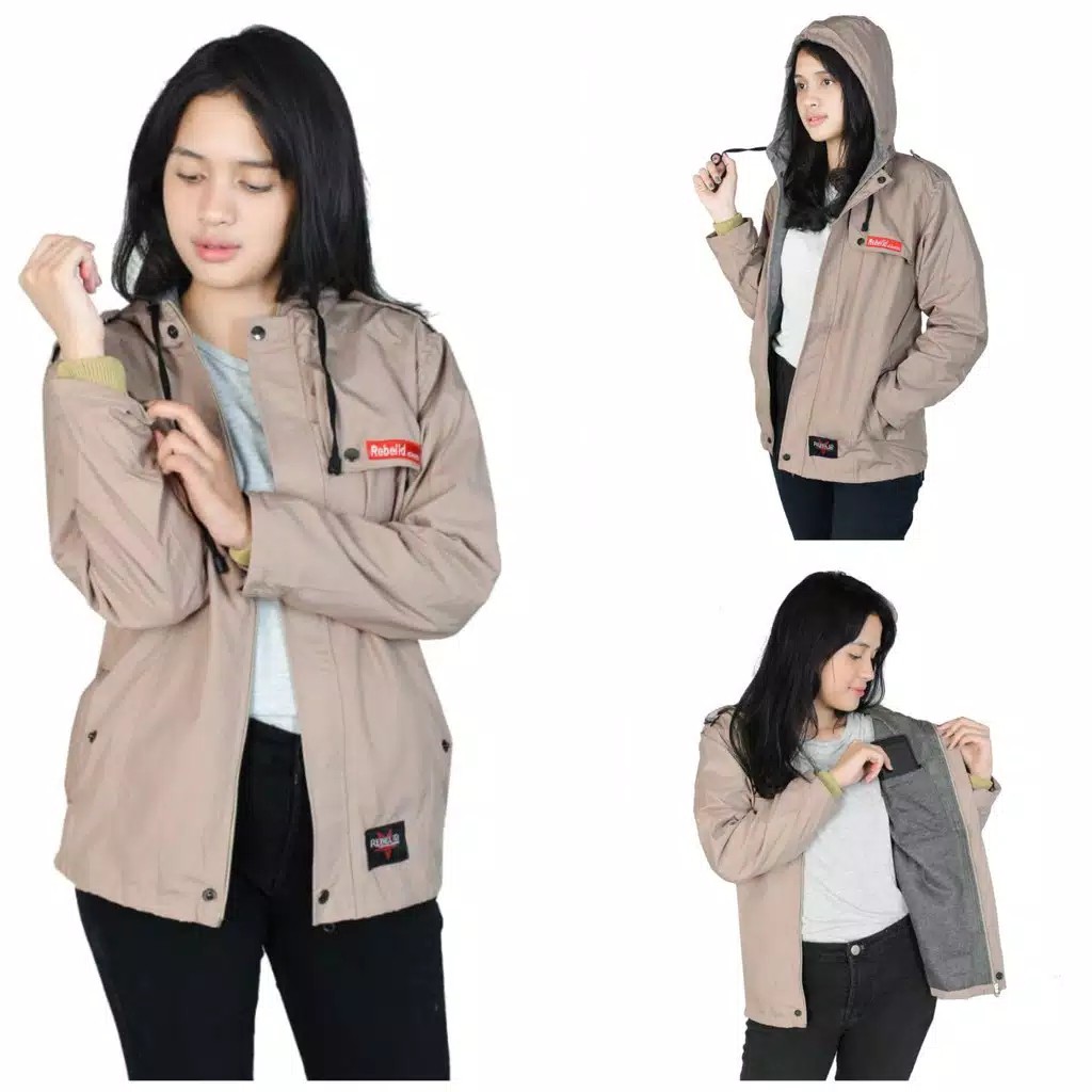 JAKET PARASUT CEWEK KOREA BLAZER ANTI AIR TEBAL JAKET SEMI PARKA WANITA KEREN OUTDOOR ORIGINAL REBEL