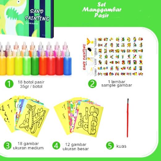 

1x1Wl--Set Menggambar Pasir Isi 18 warna pasir + 30 gambar sand painting