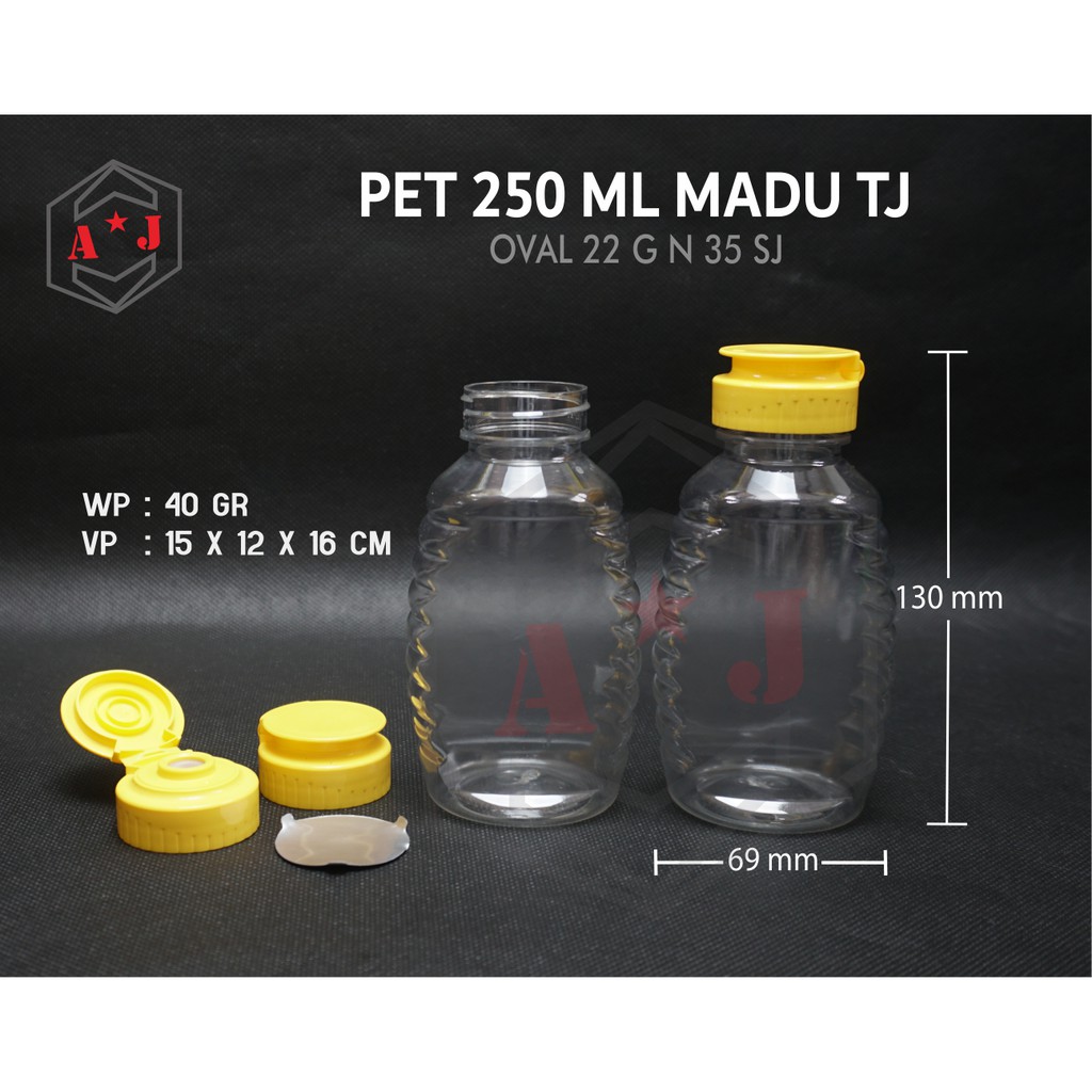 Botol Madu TJ 250 ml Tutup Valve/l Botol Madu TJ/Botol Madu TJ OVAL/Botol Madu