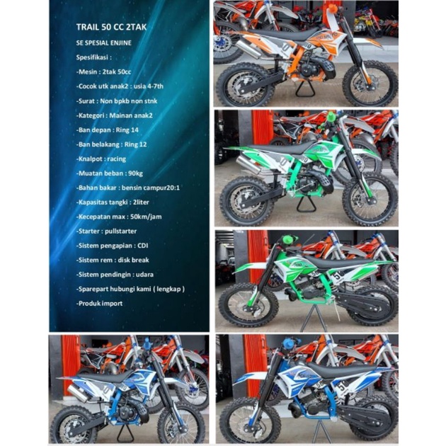MOTOR MINI TRAIL PC 50 S E 50CC 2TAK FULL METIC~MOTOR ANAK ~MOTOR TRAIL