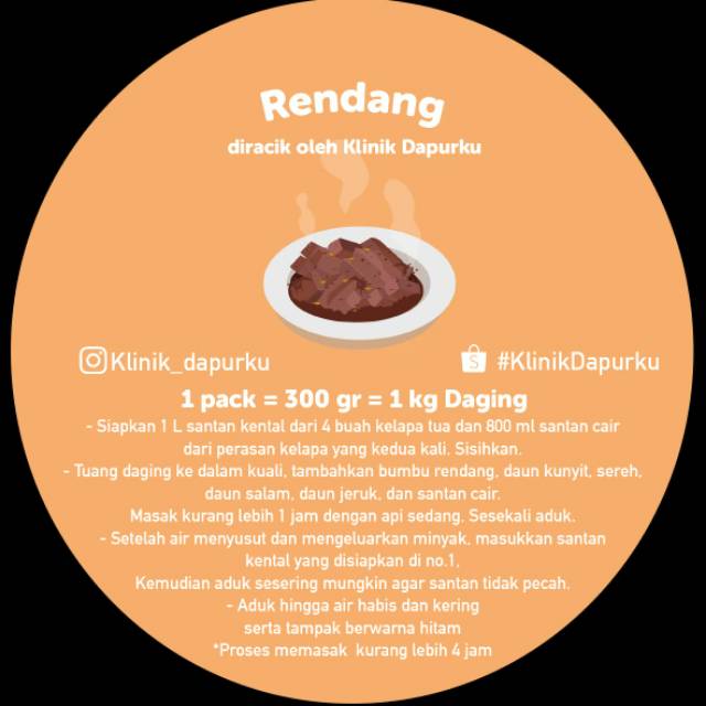 

Klinik dapurku Bumbu Rendang #Klinikdapurku untuk 1 kg daging