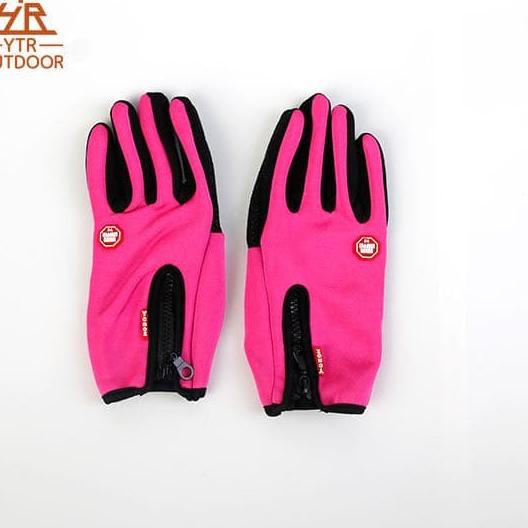 ℮ Sarung Tangan Pria Wanita Motor Anti Air Touch Screen Hp - Pink, S ➧