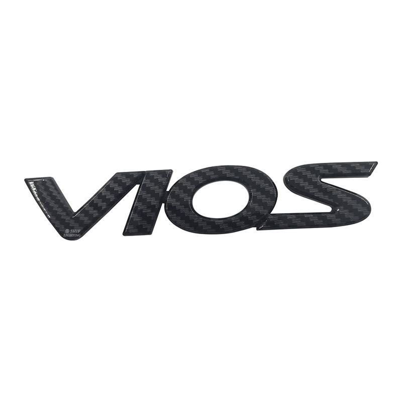 1 x Carbon Fiber ABS VIOS Letter Logo Car Auto Decorative Emblem Badge Sticker Decal Replacement for TOYOTA