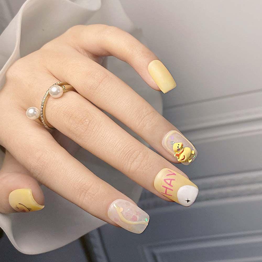 Mxbeauty Seri Hewan Hiasan Kuku Populer Kartun Cinta Hati Kecil Kuning Bebek Permen Cherry Jepang DIY Nail Art Aksesoris