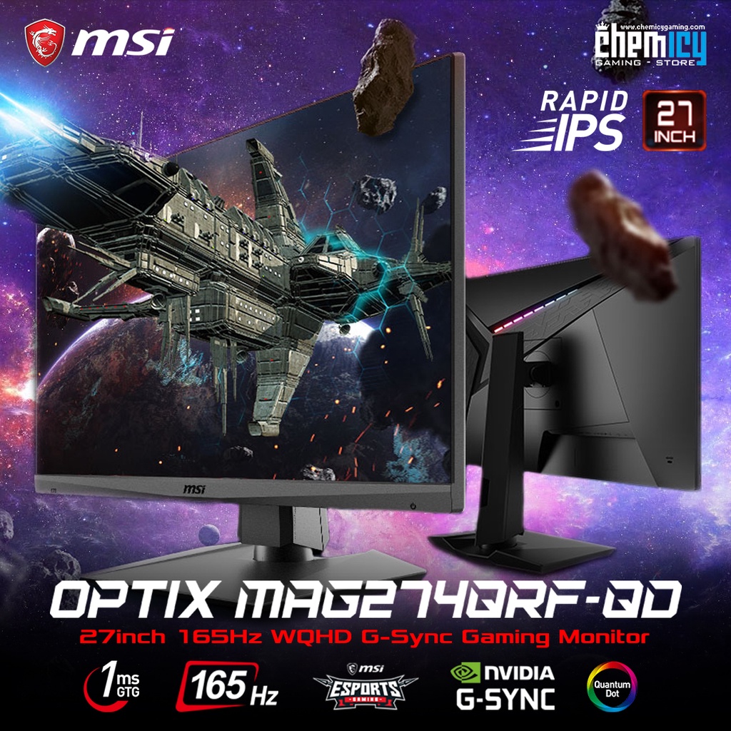 MSI Optix MAG274QRF-QD 27inch 165Hz WQHD G-Sync Gaming LED Monitor