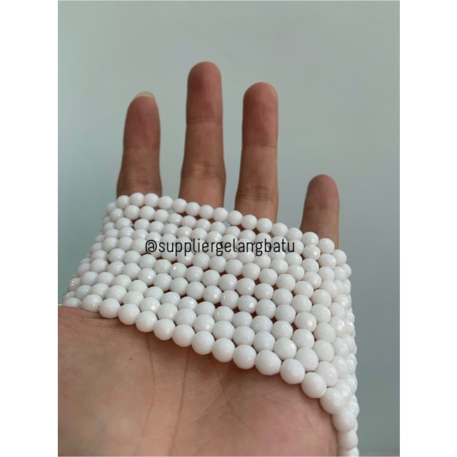 batu WHITE ONYX PUTIH FACETED BEADS 6mm cutting bahan gelang kalung