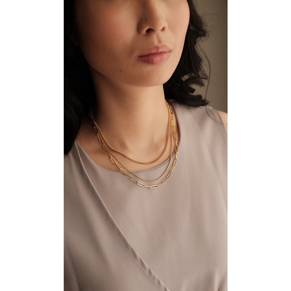 ANNALISE - Kalung Titanium Lapis Emas Necklace Perhiasan Tunangan Anti Karat Stainless 1009