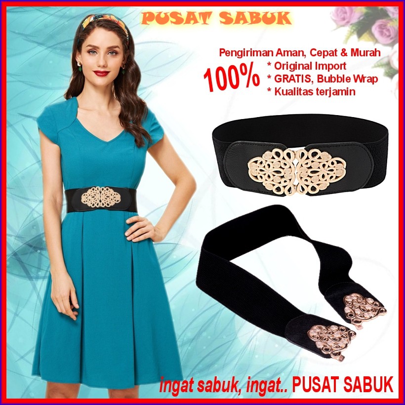 Belt Wanita Sabuk Korea Obi Besar Karet Women Ikat Pinggang Fashion Gesper Cewek Jumbo red Oby Impor