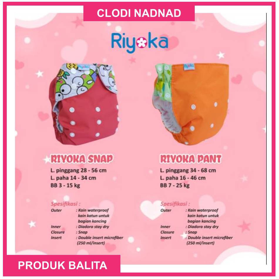 Paket 3 pcs Clodi Riyoka Pant Popok Cuci Ulang Termurah