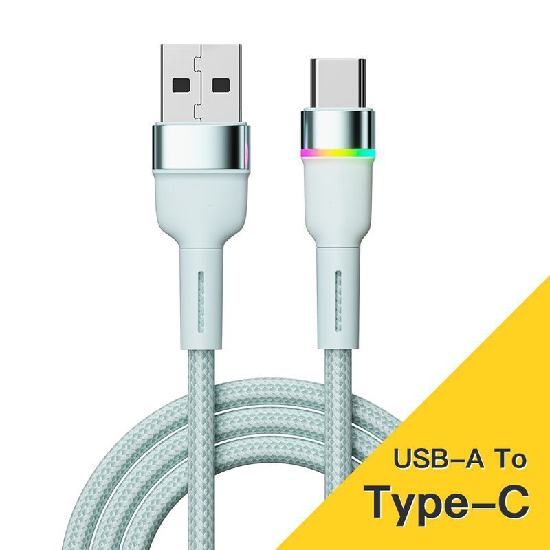 Vaorlo Kabel Data / Charger USB Tipe-C 3A Fast Charging Dengan Lampu Indikator RGB