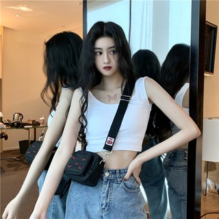  Xiaozhainv  Pakaian wanita Korea Warna solid Atasan pendek 
