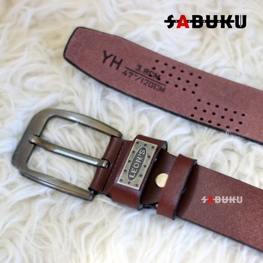 Ikat Pinggang Pria Kulit Leather Model Jarum Sabuk Pria Kulit Men Belt Fashion  - 006