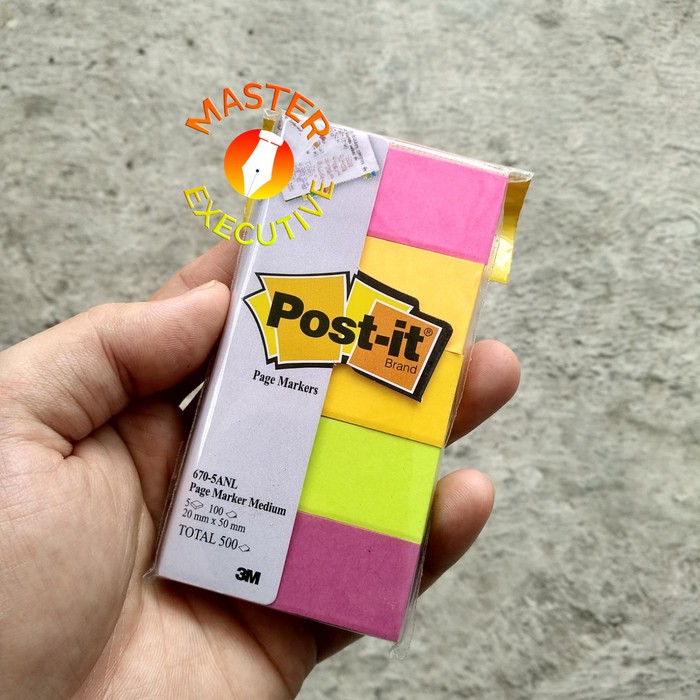 [Set] 3M Post-it Page Marker Medium 670-5ANL U.S.A 20 x 50 mm - Penanda Buku