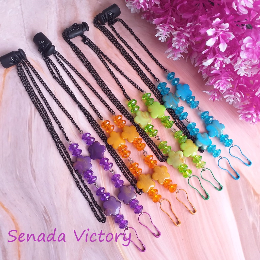 Senada Victory Kalung Masker Bunga Kristal 2 in 1 Konentor Hijab SKM03