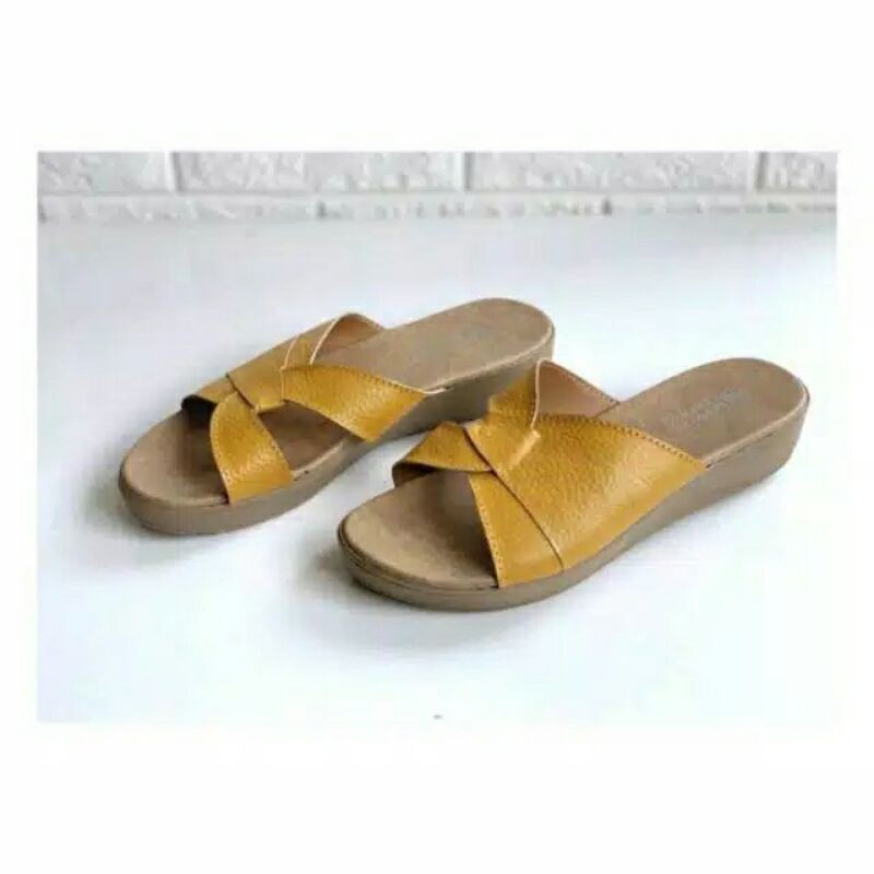 Sandal Wedges Wanita - Sandal Kulit Wanita - Sandal Kulit Garut