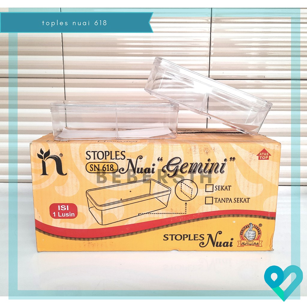 Toples Sekat 2 Nuai SN 618 / Toples Dessert 2 Rasa Nuai Gemini / Wadah Kue Kering