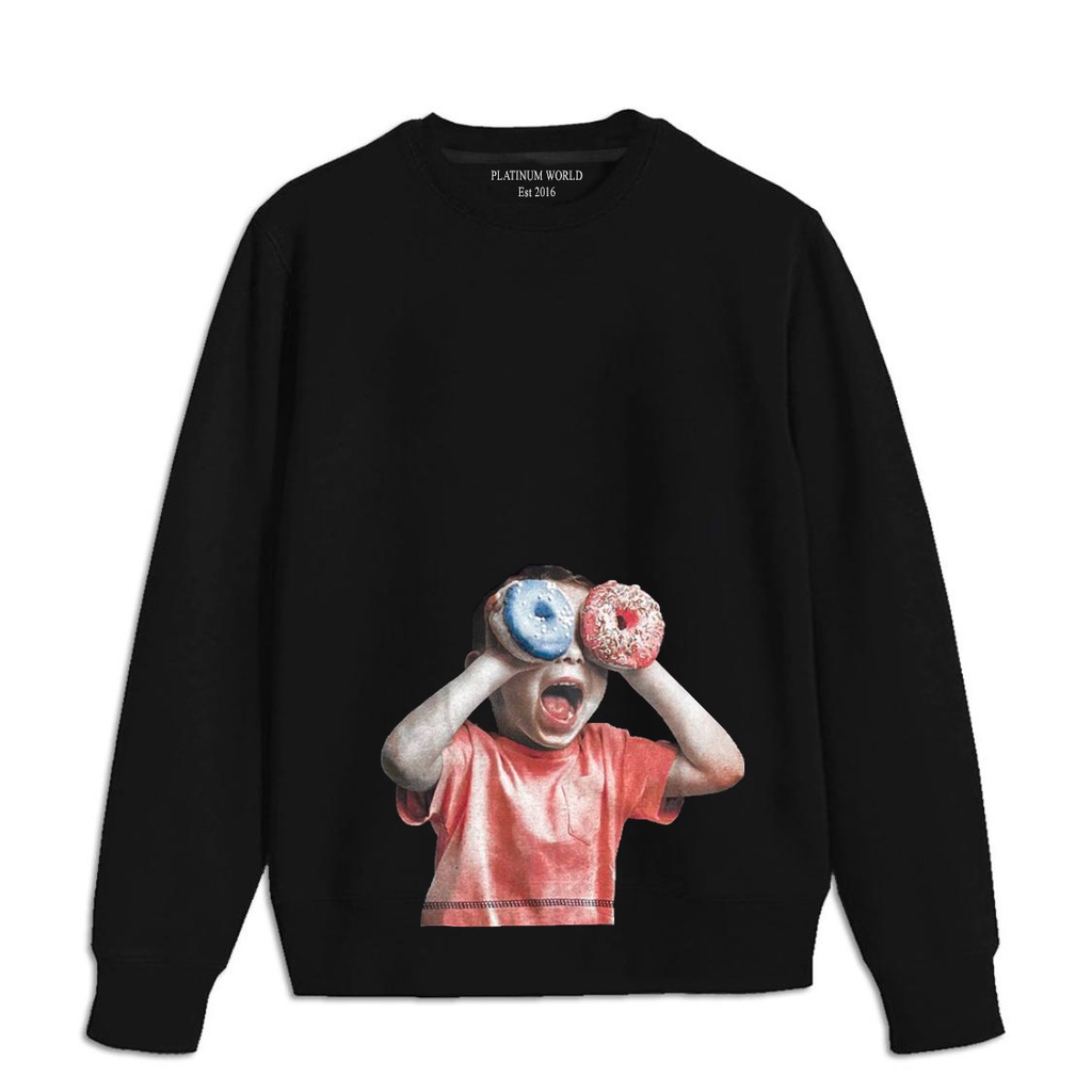 PLATINUM WORLD Sweatshirt Crewneck MK ITM // Jaket Sweater Beruang - Donat Premium Quality