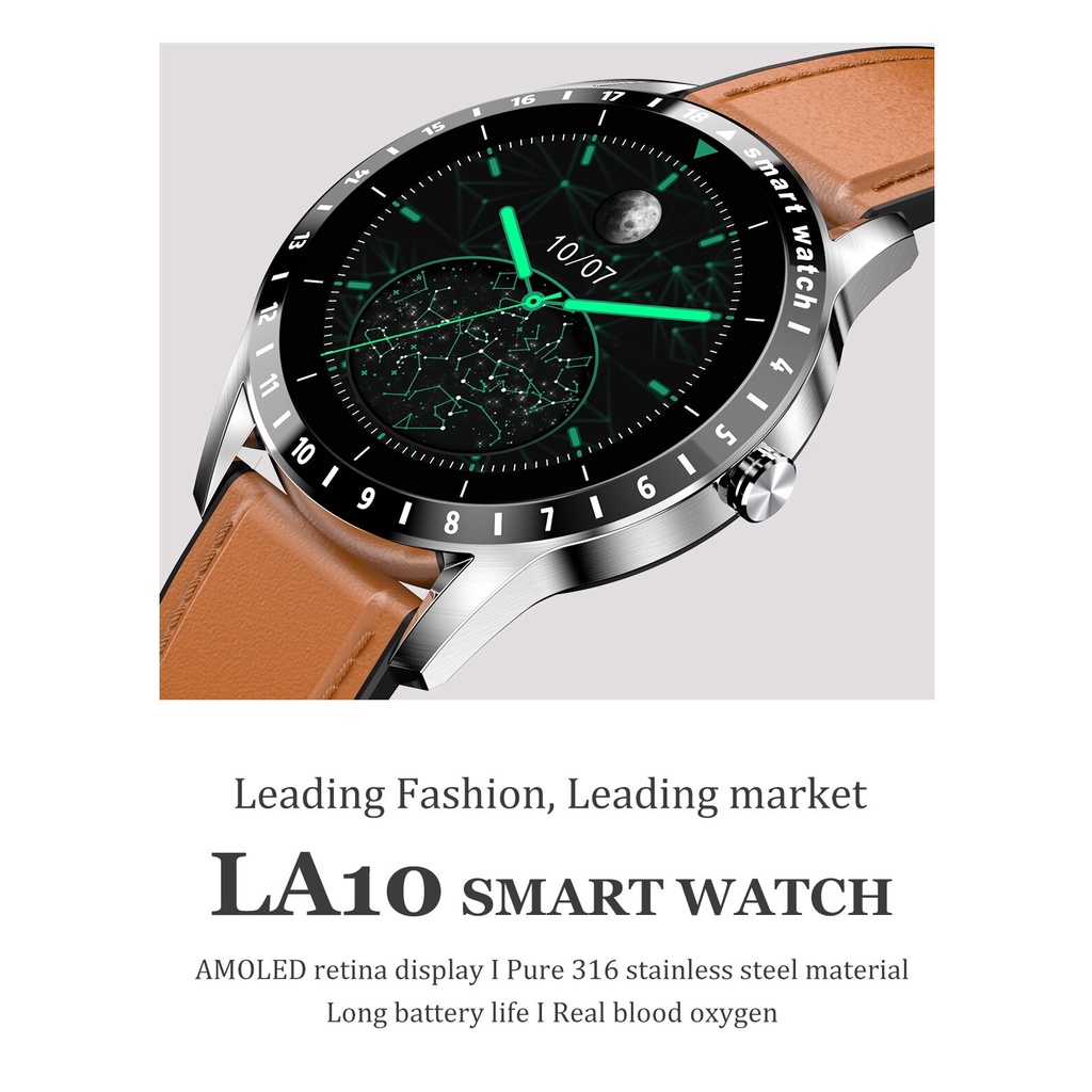 LA10 Smartwatch AMOLED Display Bluetooth Phone Call Stainless Watch