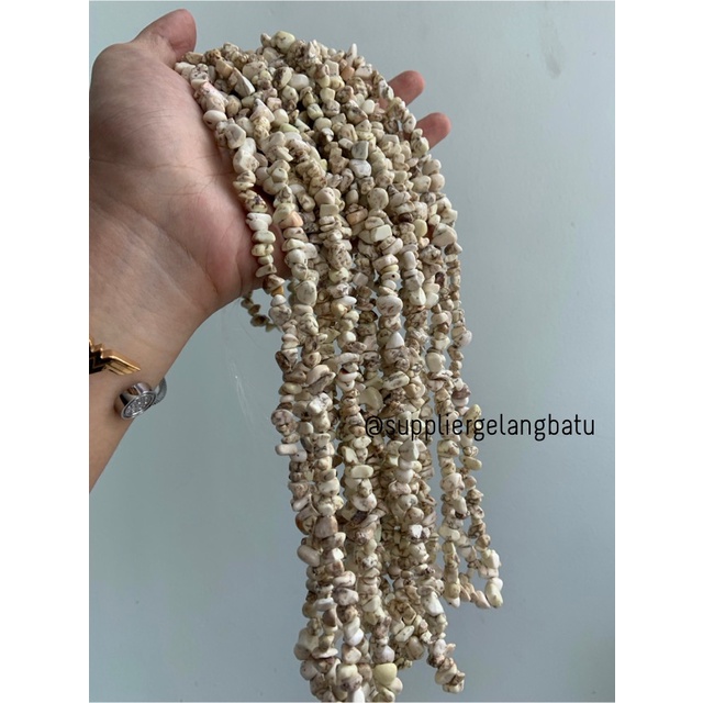 kerikil Batu white howlite jasper putih 1cm kilap renteng aksesoris bahan kalung gelang anting strap mask kerajinan tangan craft citayam fashion week etink vintage elegan bali