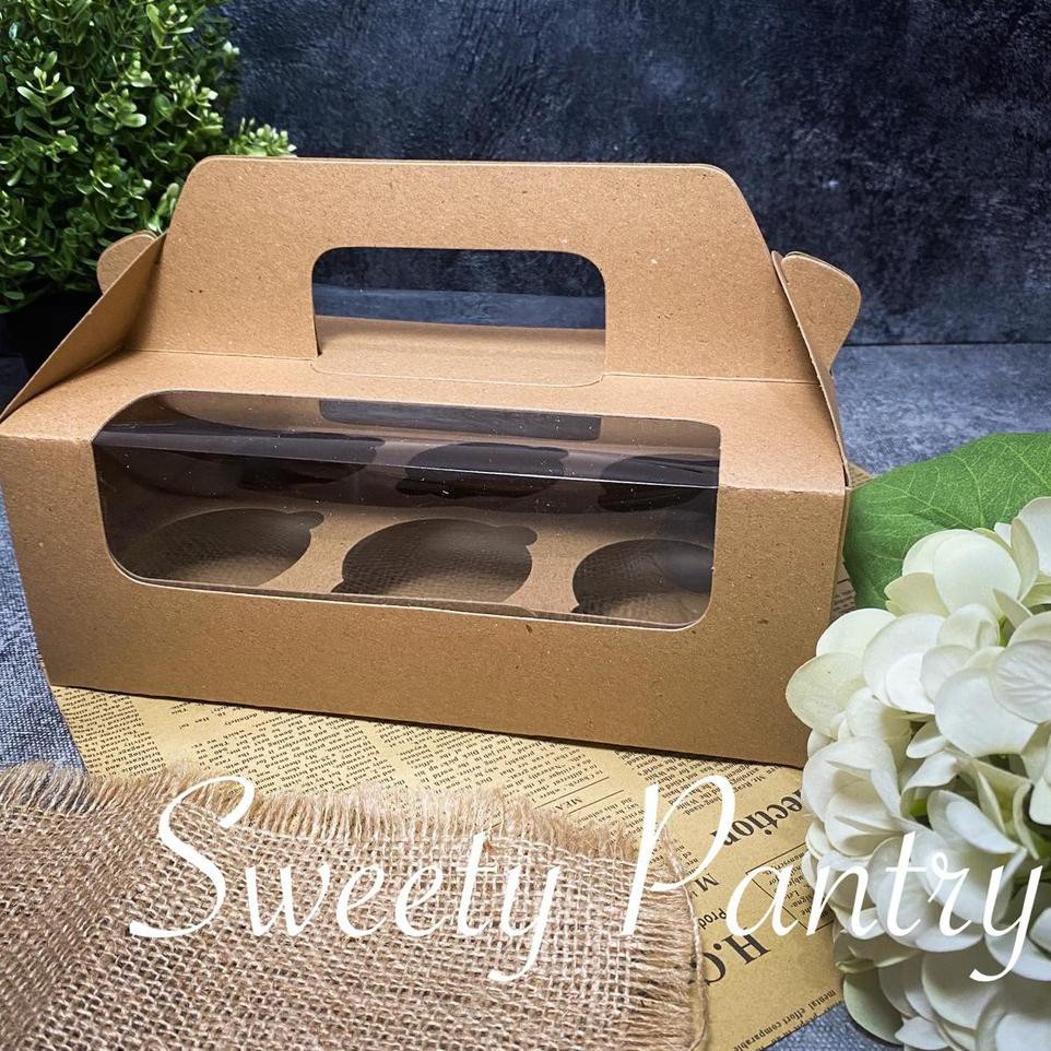 

Ready B - Box / dus / kemasan / packaging cupcake isi 6 brown !!