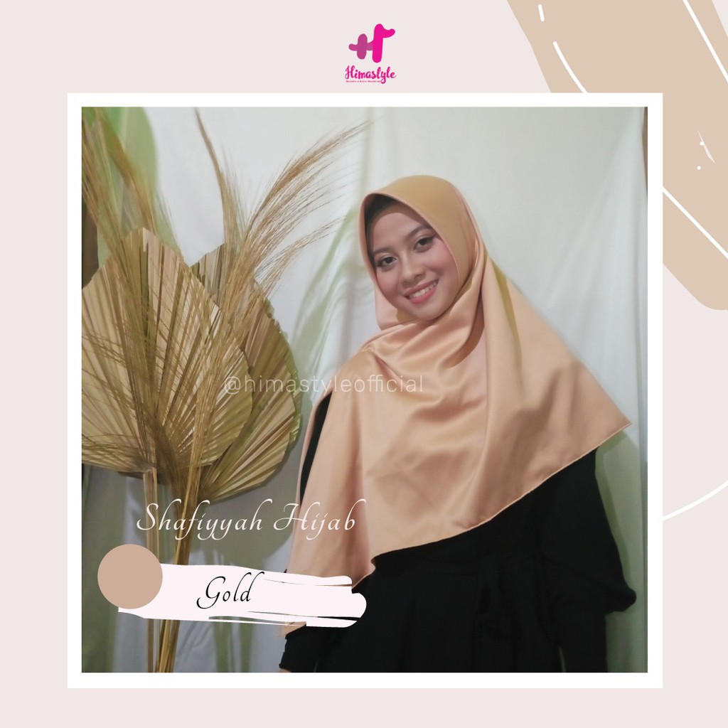 Shafiyyah Hijab Series Velvet Warna Gold | Jilbab Segi Empat Satin Velvet Gold Hijab Kerudung Khimar
