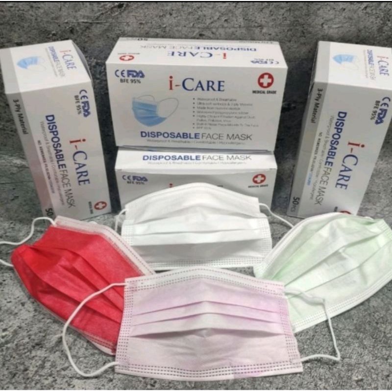 Masker Medis 3Ply Putih Disposable Surgical Earloop - Masker Hitam Earloop Bedah Medis