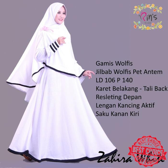Setelan Gamis Syari Bergo Polos Baju Muslim Wanita Modern ZAHIRA murah meriah