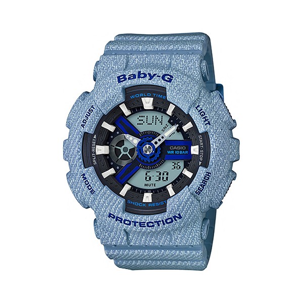 Jam Tangan Wanita Casio Baby G Protection Denim BA-110DE-2A2 Original