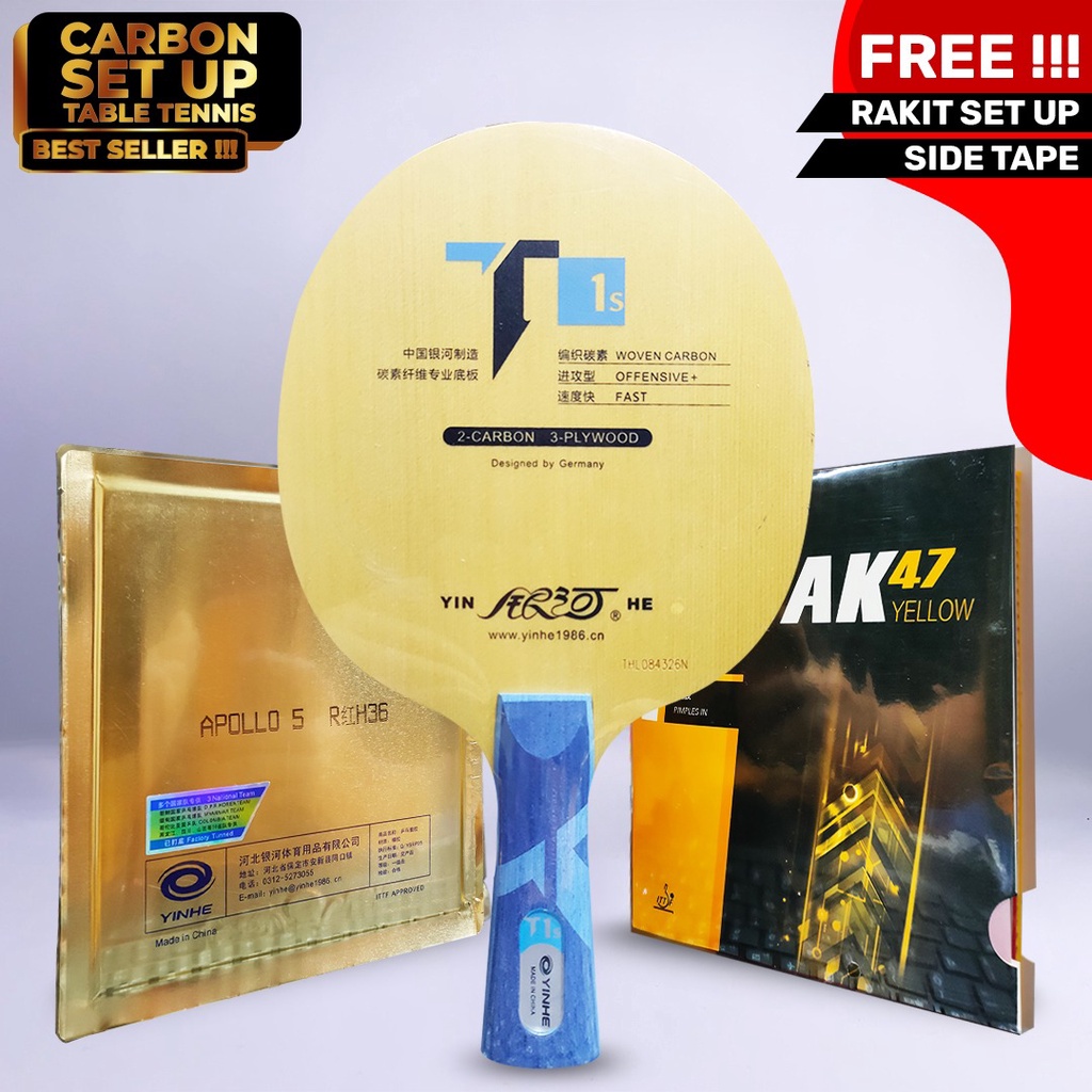 Setup Tenis Meja Pingpong Yinhe T1s Yinhe Apollo 5 Palio AK47 Yellow