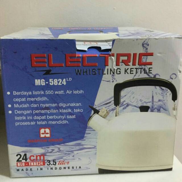 Teko Listrik MASPION 24 cm 3,5 liter Whistling Bunyi Electric Kettle Air Panas MG-5824