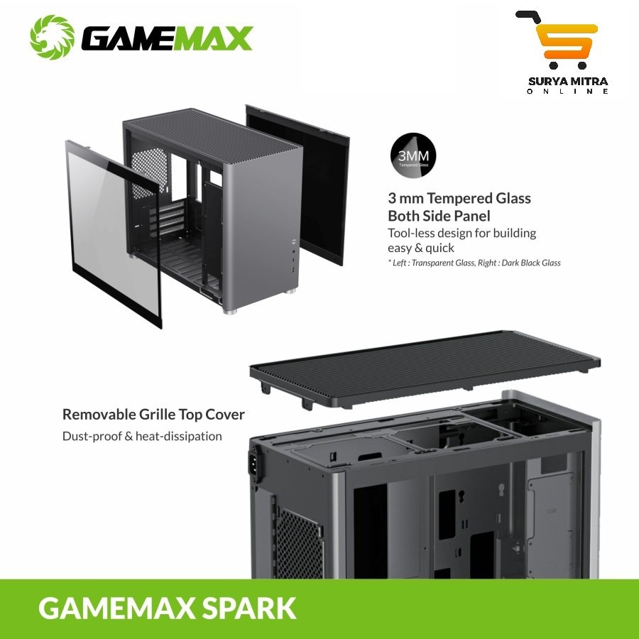 GameMax Spark Grey M-ATX Desktop Gaming Computer Case