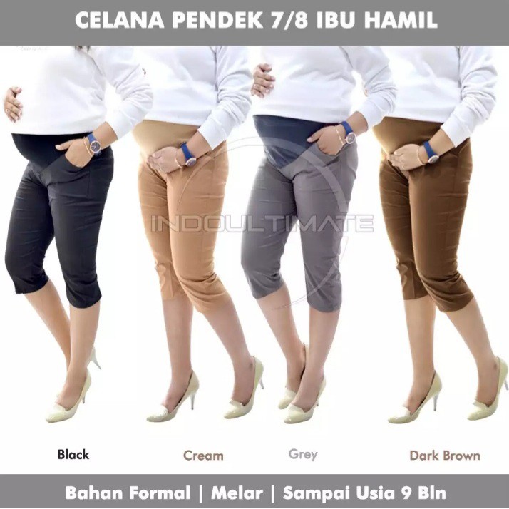[Bisa COD] Celana Ibu Hamil 7/8 CH-02 Celana Hamil Wanita Kerja Modern Jumbo Pendek Murah Katun / Ce