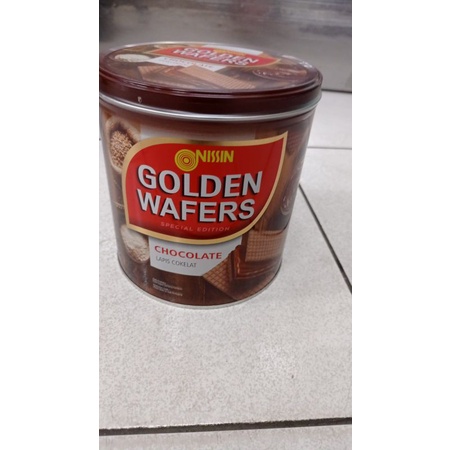 Nissin golden wafer chocolate kaleng 300gr