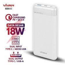 VIVAN VPB-M10 10000mAh QC3.0 PowerBank with type-C 3A Cable white - Black and white