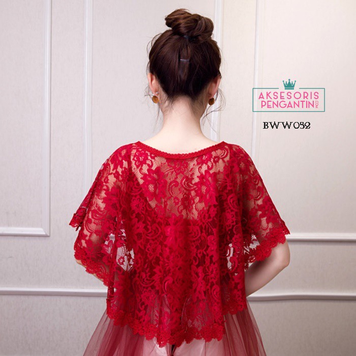 [PRODUK FAVORIT] ASESORIS PERNIKAHAN PENGANTIN BRIDAL BOLERO PESTA MERAH BWW052