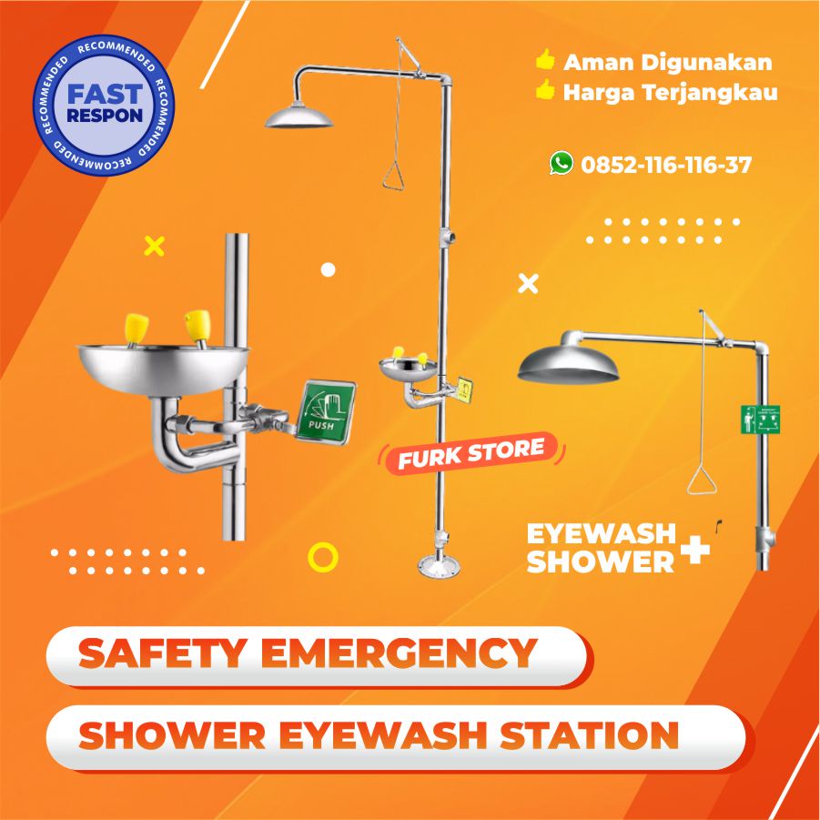 Jual Emergency Shower Eyewash Stainless Steel, Safety Shower, Tempat