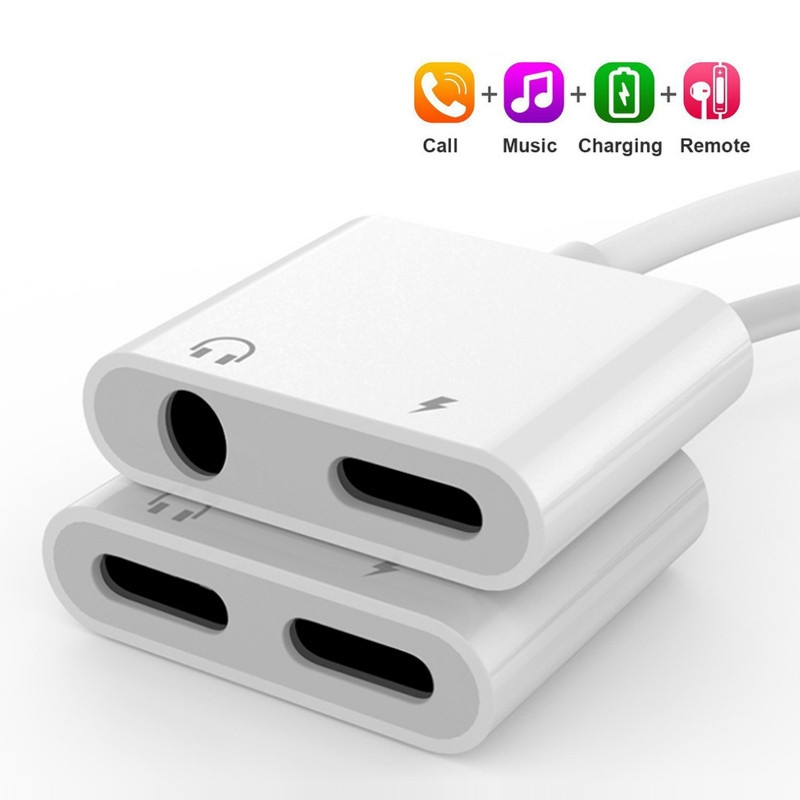 Splitter Kabel Konektor Charger untuk iPhone Lighting 3.5mm