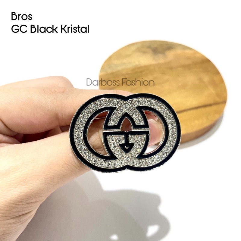 (part 1) Bros Jilbab / Bros Bahu / Bros Dada / Bros Dagu / Bros Kecil / Brooch / Bros Pin / Bros Mewah / Bros Premium / Bros Mutiara / bros button / bros B-GC Black Kristal