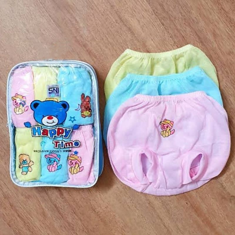 12 Pcs Celana Bayi Newborn (0-6 Bulan) SNI Kemasan Tas Mika - 1 Lusin Celana Dalam (Pop) Bayi Murah