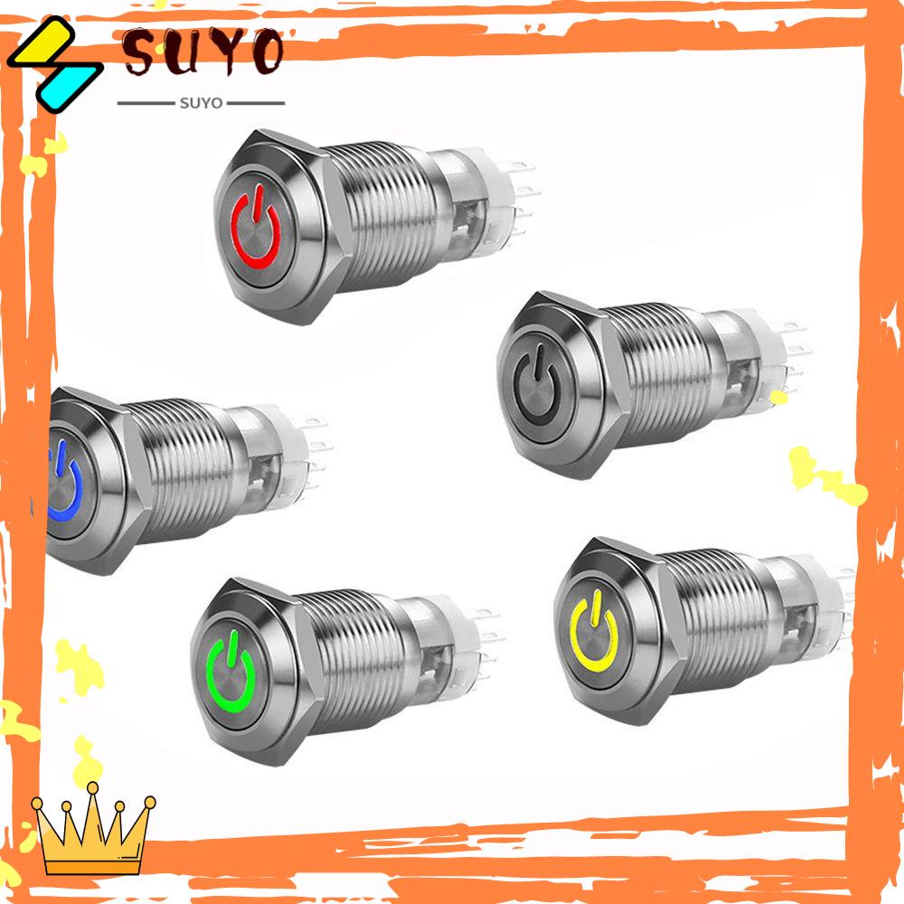 SUYOU Waterproof Momentary Switch ON/OFF  Car LED Power 16/12mm Push Button Useful Durable Brand New Metal LED ON/OF/Multicolor