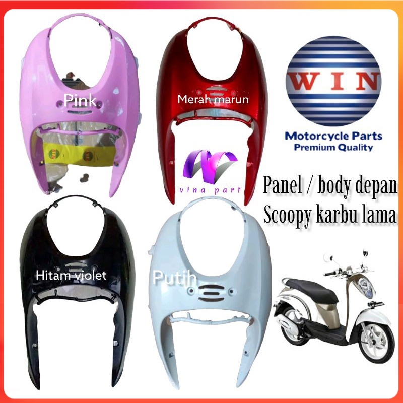 cover front panel tameng body depan scoopy karbu kyt hitam biru muda violet pink putih merah marun o