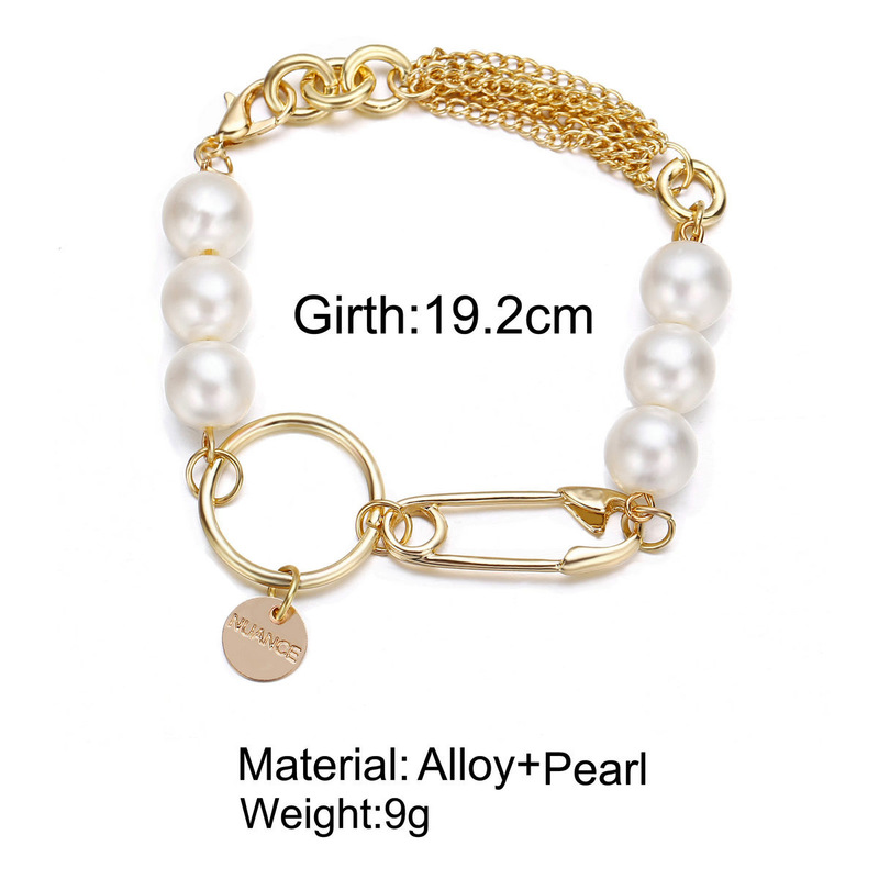 Fashion Pearl Bracelet Metal Paper Clip Bangles Charms Women Girl Alloy Chain Jewelry Accessories