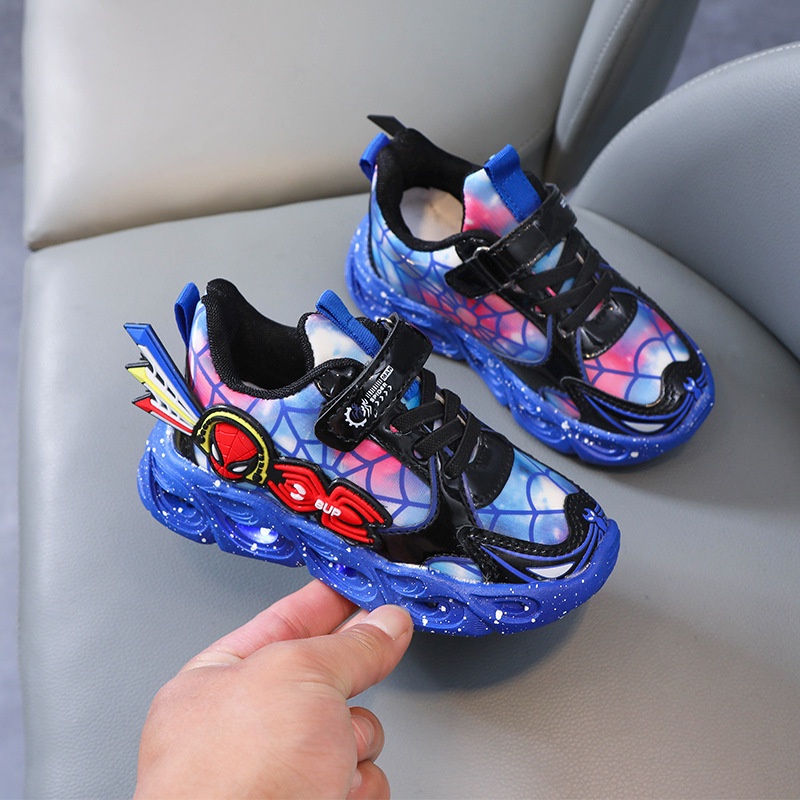 Spiderspy Sepatu With Led Anak Size 21-30 Usia 1-5 Tahun