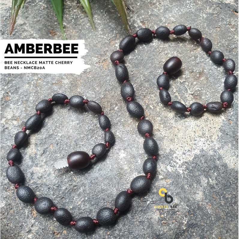 Kalung Amber Bayi &amp; Anak ORI Baltic Premium Matte Cherry Beans NMCB20A By Amber Bee