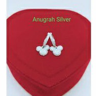 Anting jepit anak &amp; remaja Mickey mause mata putih perak asli 925/silver lapisan emas putih murni!!!