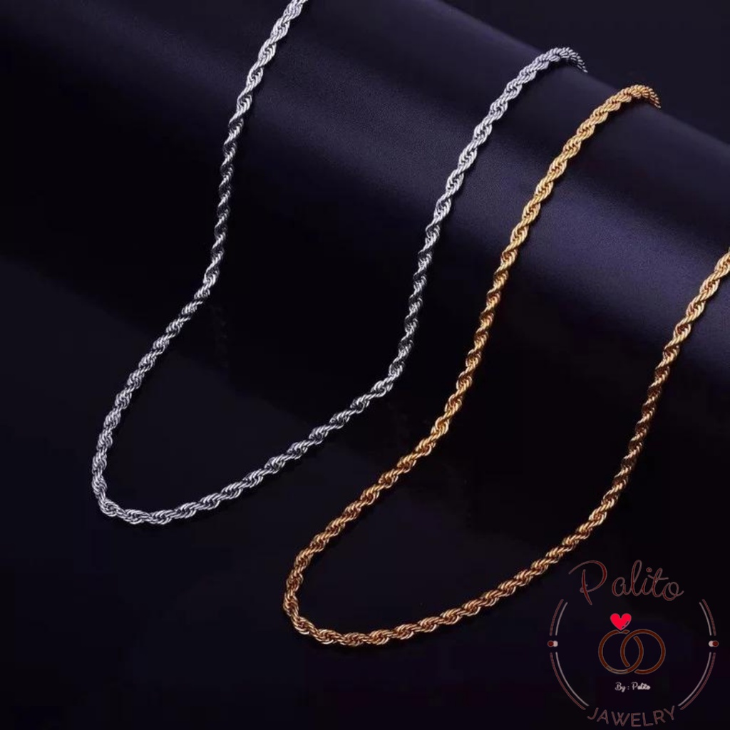 KALUNG TITANIUM MODEL TAMBANG PRIA DAN WANITA ANTI KARAT DAN LUNTUR