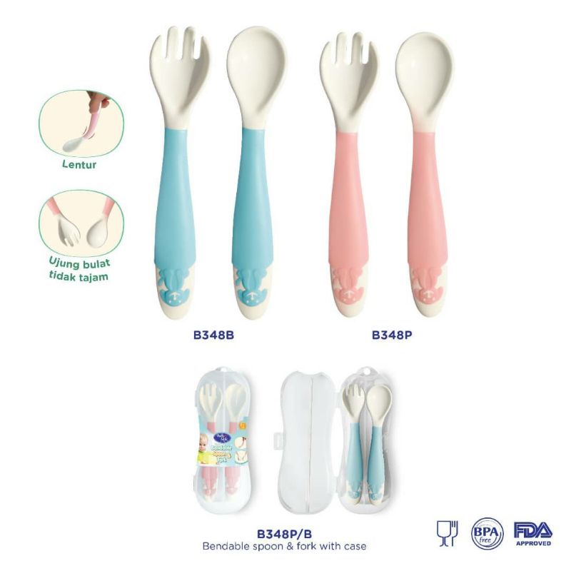 BABYSAFE Bendable Spoon and Fork with Case Sendok Bayi dengan Tempat