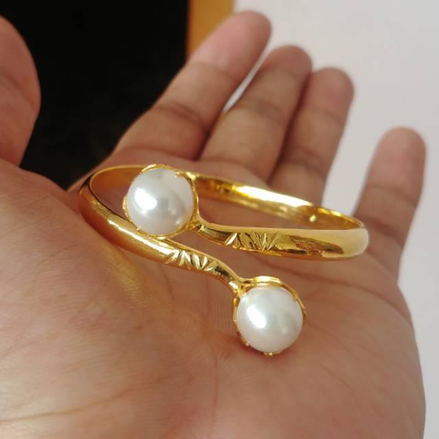 Gelang Mutiara Lilit Tinju Lapis Emas 24k Pilih Warna