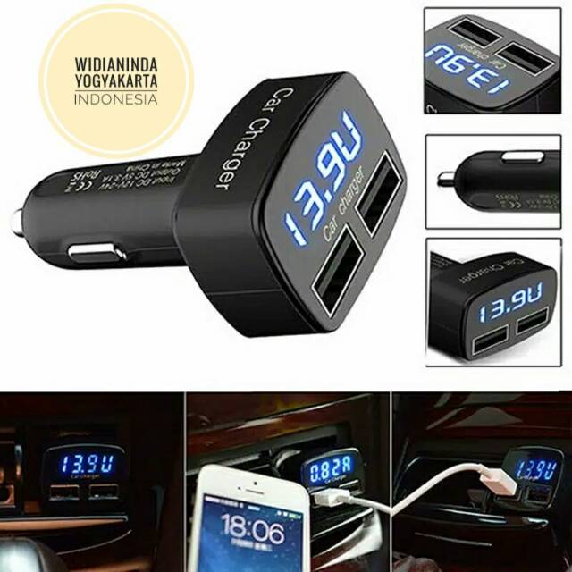 CHARGER MOBIL 2 PORT DENGAN DISPLAY LED