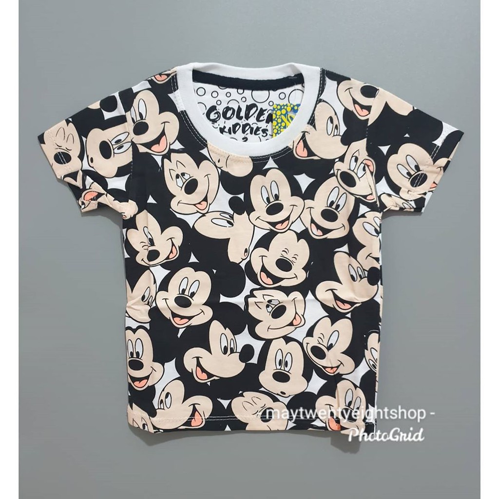 Baju Anak Unisex Kaos Putih Katun Bamboo Mickey Mouse -Golden kiddies